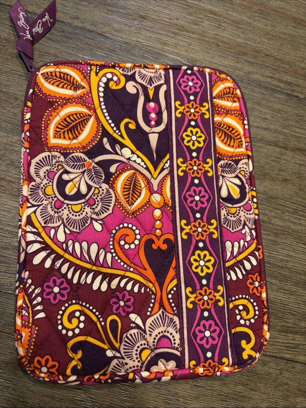 Vera Bradley Purple Pink Orange Paisley Quilted Electronic case